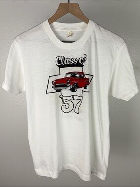 Vintage 80’s Class Of '57 Chevy National Speed Center White T Shirt Size Medium